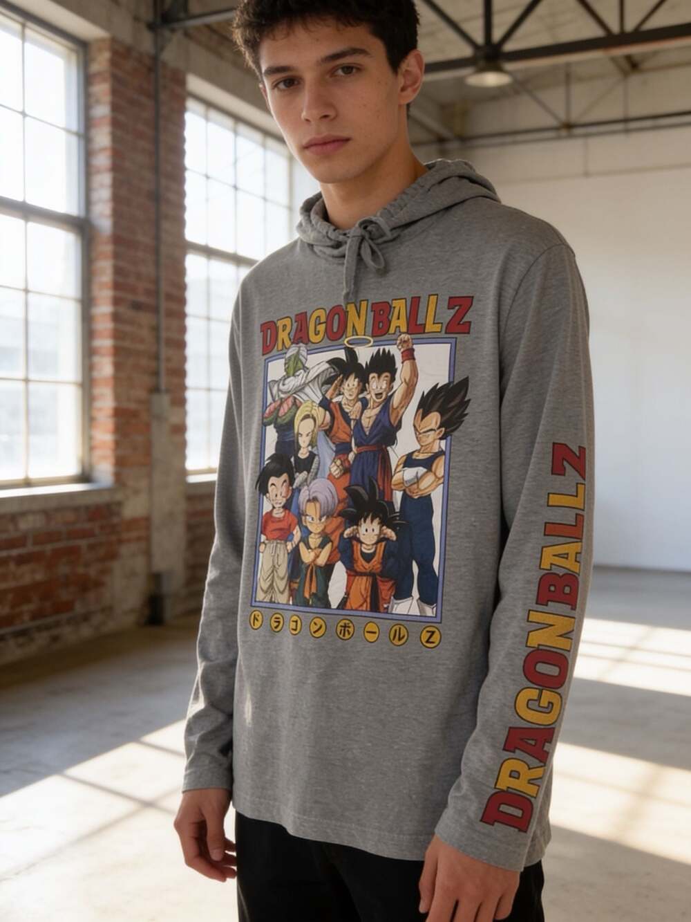 Vintage Dragon Ball Z Characters Group Graphic  Hoodie Heather Gray Size - S